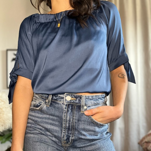 H&M Blue Satin Blouse - Picture 2 of 8